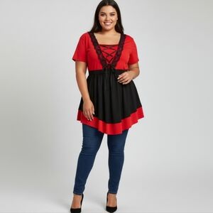 Dare Fashion Eye Candy Top in Cherry Red 2X 16 18